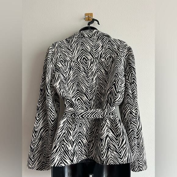 Vintage Carole Little Zebra Print Jacket | Belted Waist Peplum Blazer Size M - Picture 2 of 6